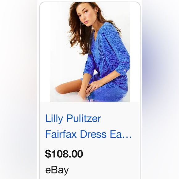NWT Lilly Pulitzer Sz M Fairfax 3/4 Sleeve Cotton Dress in Blue - New With Tags - Picture 11 of 11